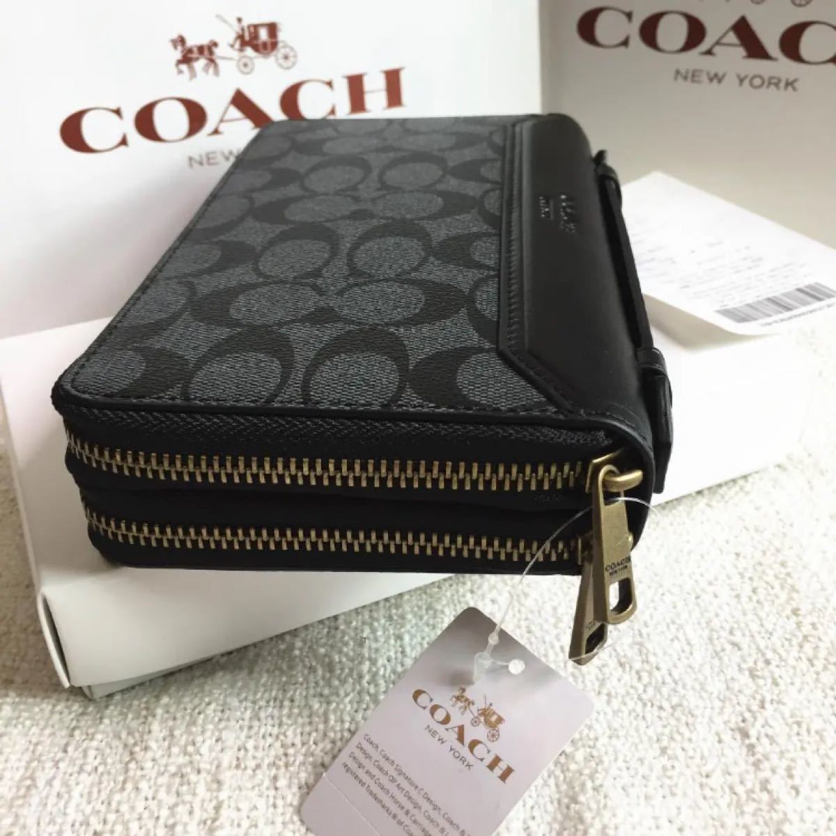 ゴッホ 星月夜 COACH/コーチ長財布 F93240 ダブルジップ セカンド