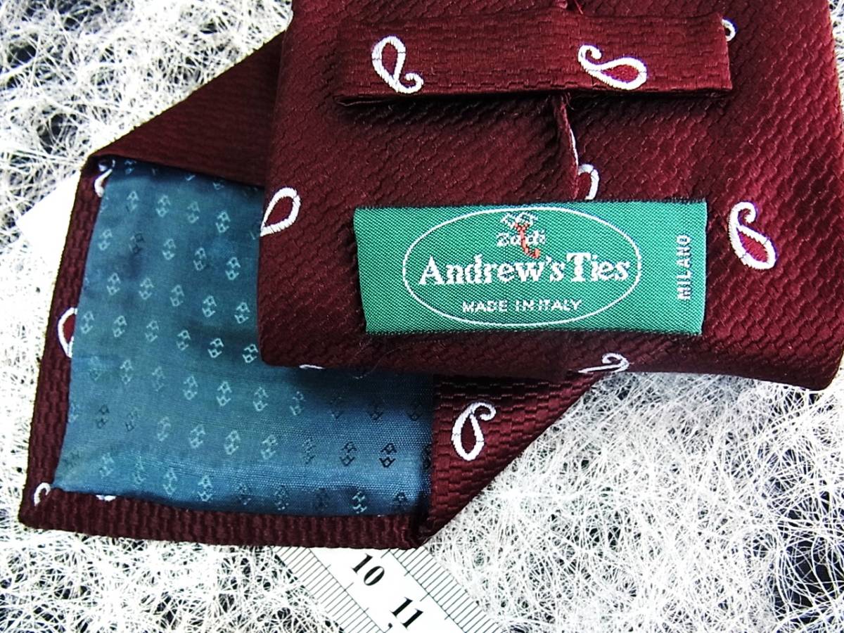 BH0201美品 【刺繍・ペイズリー】アンドリューズ タイズ「Andrew's Ties」ネクタイ_画像2