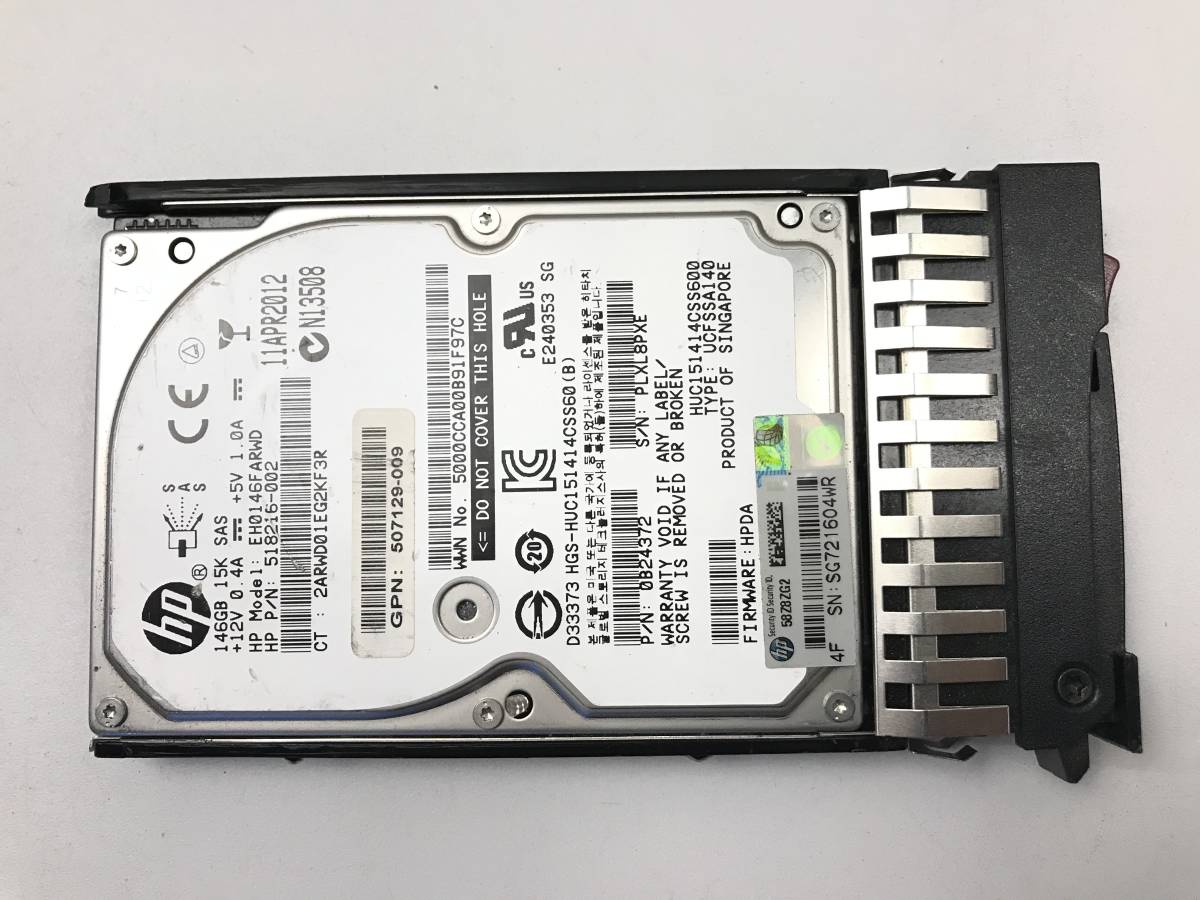 【中古パーツ】 HP EH0146FARWD 2.5インチ SAS ハードディスク マウンタ付き 　146GB HDD 正常/健康品　■SAS-213_画像1