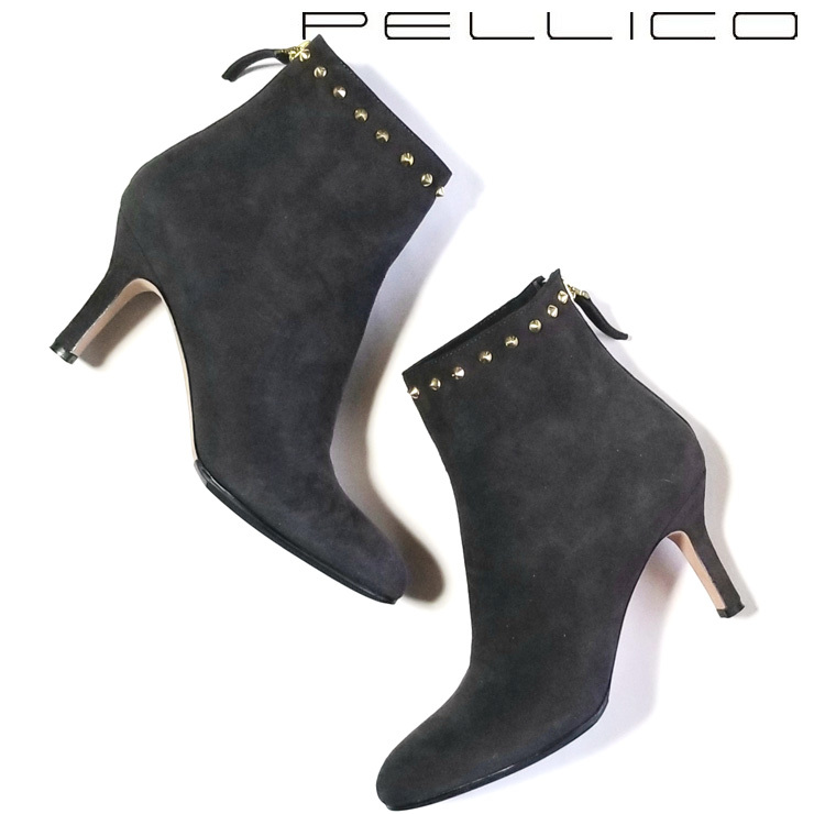 【美品】ペリーコ ブーツ PELLICO TAXI(タキシ) CAMOSCIO スタッズ スウェード 36サイズ チャコール グレー 7218