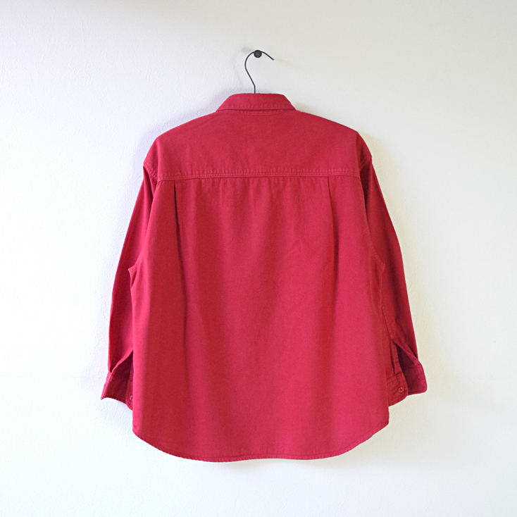 【送料無料】80s USA製 ゲス 長袖シャツ コットンシャツ 赤色 GUESS ヴィンテージ メンズS CA0012