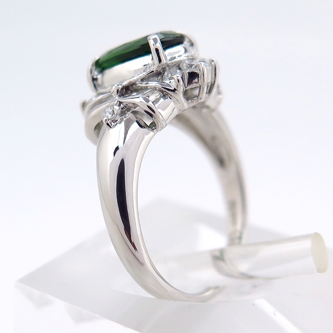Pt900★プラチナ リング 指輪 天然クロムトルマリン 1.399ct ダイヤ0.320ct ●10.5号 ◆ソーティング付き【中古】/mH182/25099/10001570