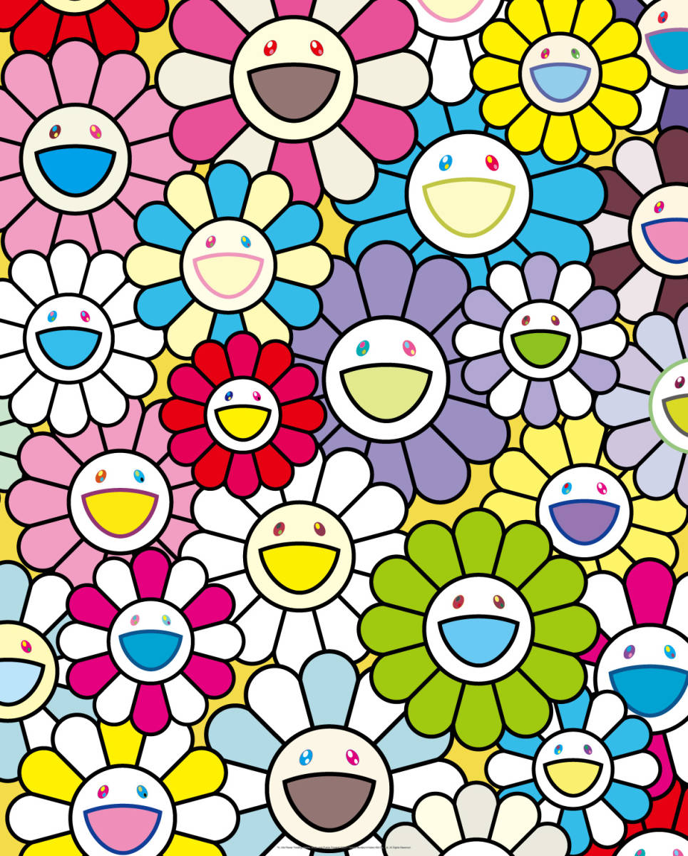  Murakami . poster [ small . flower. .: yellow color . white . purple. . flower ..] Takashi Murakami / Edition 300 / Signed.