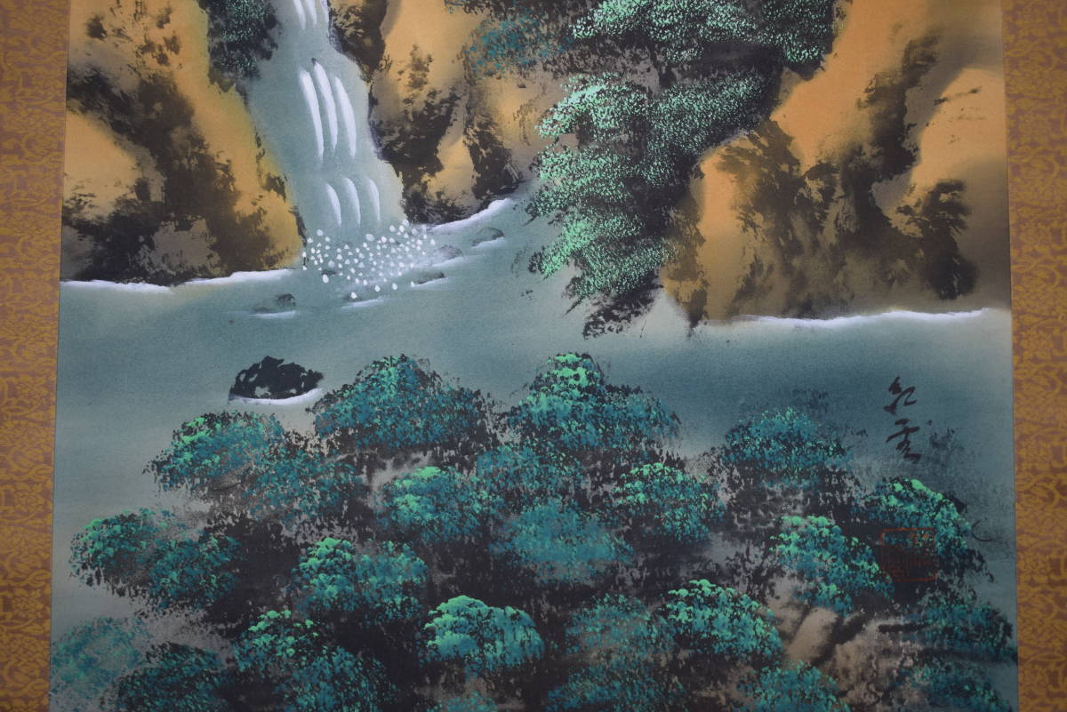 真作】紅雲/彩色山水図/山村図/掛軸☆宝船☆W-693 J | JChere雅虎拍卖代购
