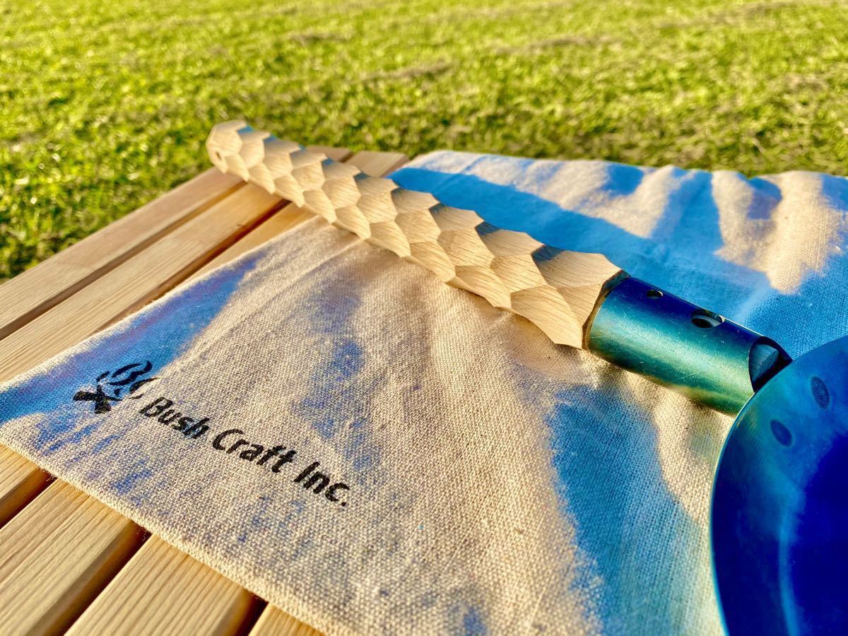 Paypayフリマ Bush Craft たき火フライパン用 国産ナラ材 名栗加工グリップ1 Paypayフリマ Bush Craft たき火フライパン用 国産ナラ材 名栗加工グリップ1