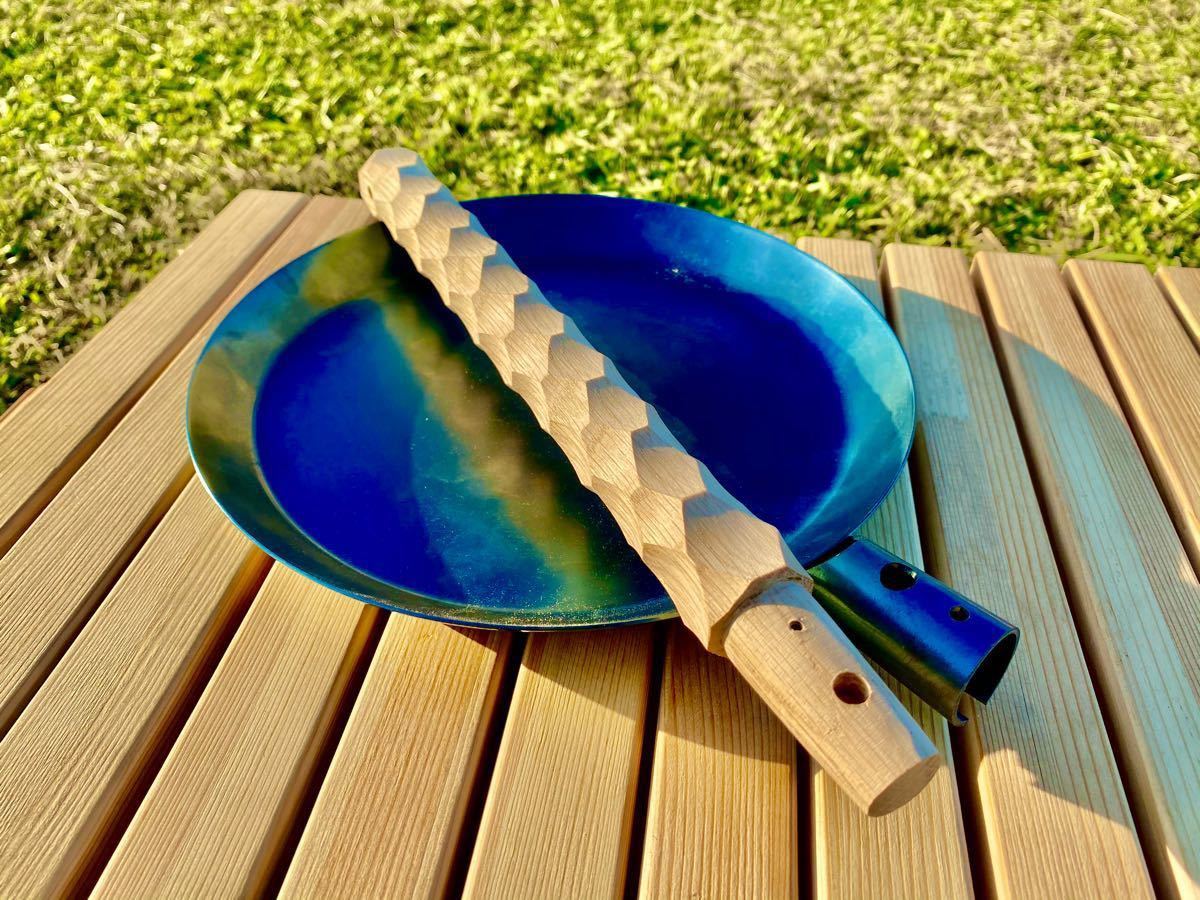 Paypayフリマ Bush Craft たき火フライパン用 国産ナラ材 名栗加工グリップ1 Paypayフリマ Bush Craft たき火フライパン用 国産ナラ材 名栗加工グリップ1