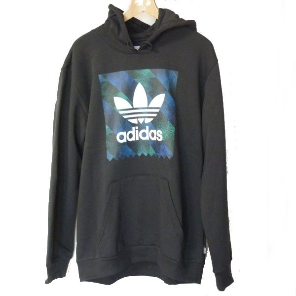 大きいサイズ◆新品未使用◆送料無料●(XO)(2XL)アディダスオリジナルス adidas originals 黒TOWNINGパーカー/裏フリース_画像1