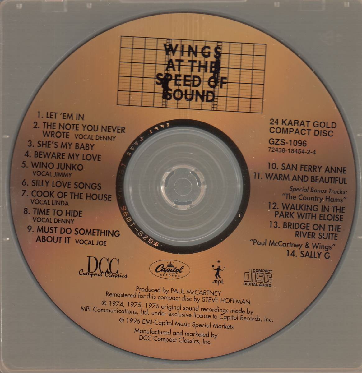 輸 Wings Wings At The Speed Of Sound 24 KARAT GOLD CD◆規格番号■GZS-1096◆送料無料■即決●交渉有_画像3