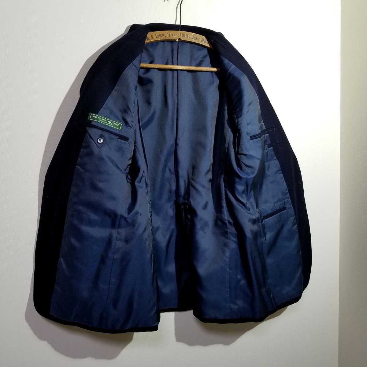 [ラム30%混 肉厚フラノ] 80s 初期 当時物 ROTARY HOUSE TEIJIN MEN'S SHOP 金ボタン 紺ブレザー 94 A6 ロータリーハウス ネイビーブレザー_画像9