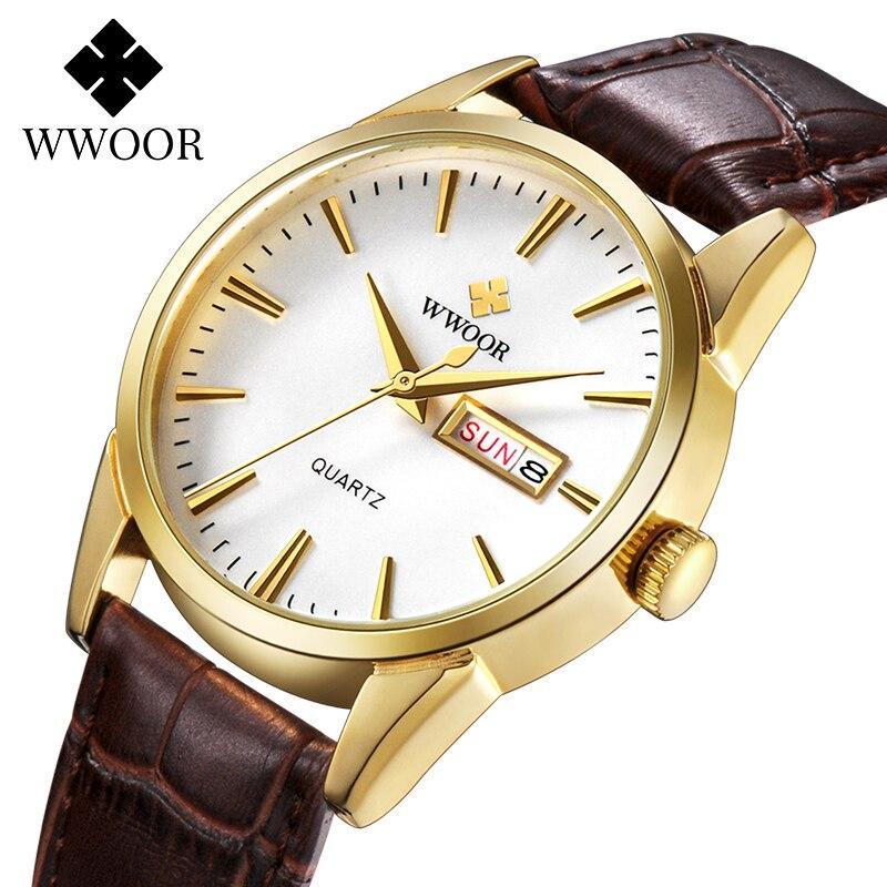 【★★新品★★】Wwoorメンズ腕時計 2020 ファッション古典的な腕時計男性トップブランドの高級ゴールドクォーツ腕時計メンズ日付時計_画像6