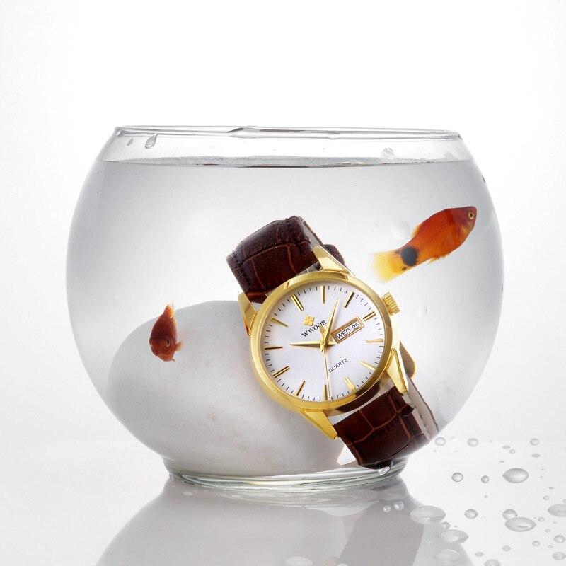 Wwoorメンズ腕時計 2020 ファッション古典的な腕時計男性トップブランドの高級ゴールドクォーツ腕時計メンズ日付時計_画像4