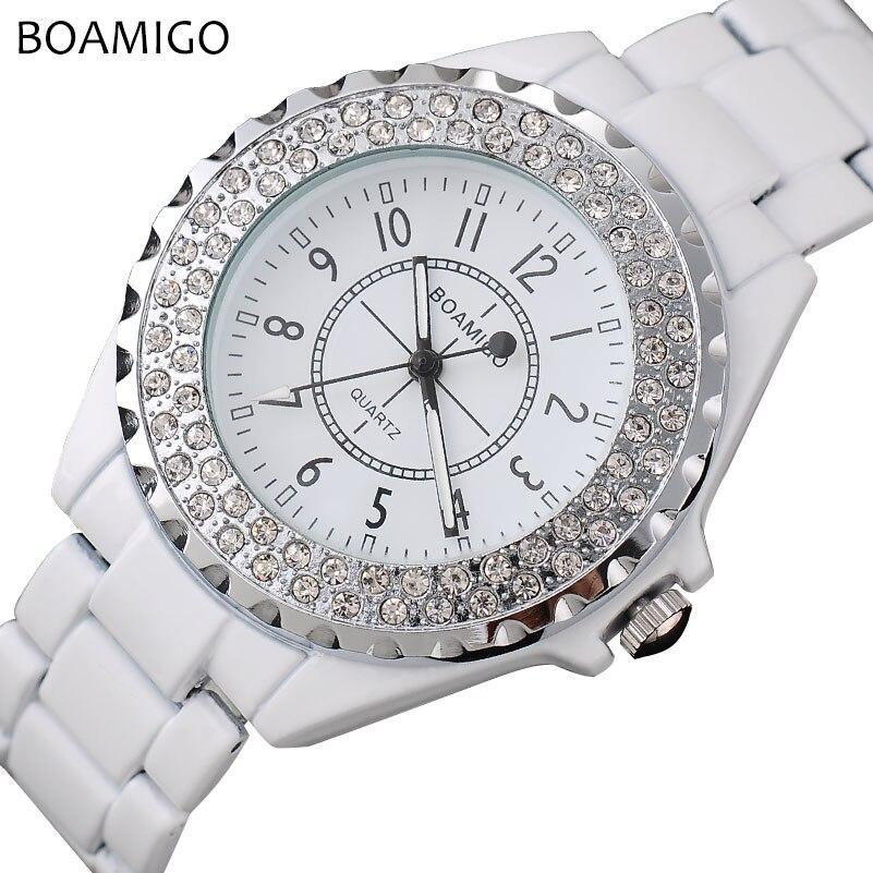 ファッション女性腕時計 BOAMIGO ブランドドレスレディースクォーツ時計の高級ラインストーンブレスレット腕時計ギフト時計ボックスレロジ_画像1