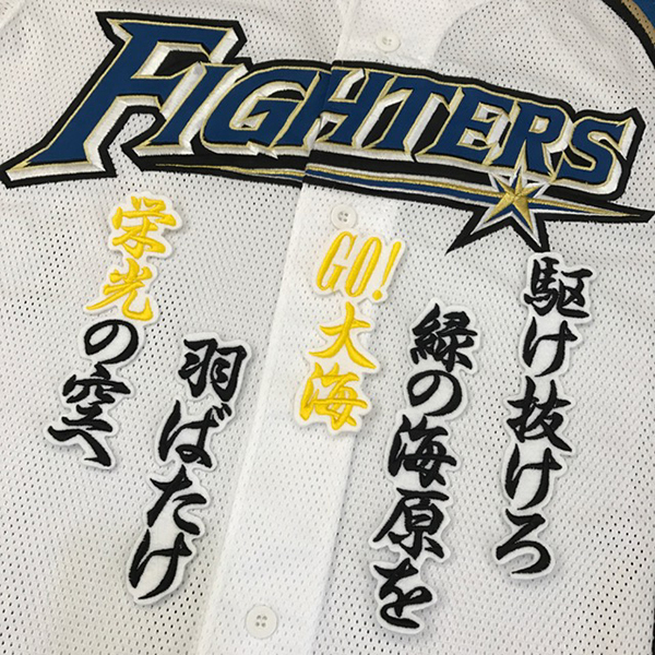 【メール便送料無料】北海道 日本ハム ファイターズ 刺繍ワッペン 岡 応援歌 白 /岡大海/fighters/応援/刺繍/ユニホーム_画像1