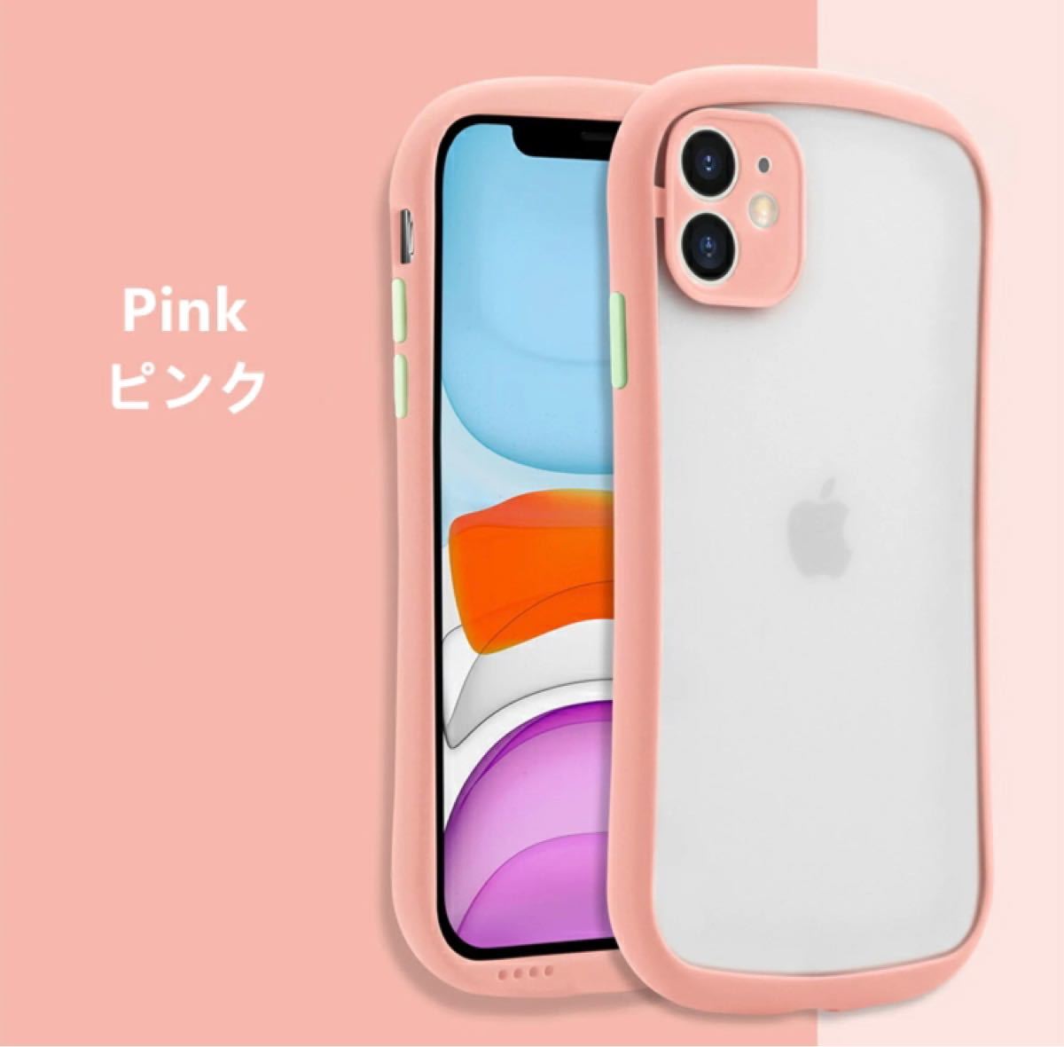 iPhone12ケース　S-ライン曲線美 カメラ保護  指紋防止　ピンク