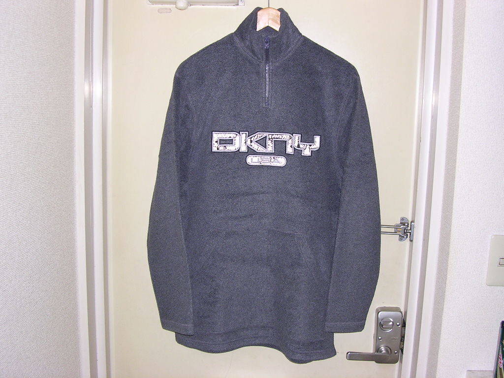 90s Donna Karan DKNY USAte Caro go отражатель половина Zip флис тянуть over S серый vintage old большой Logo 