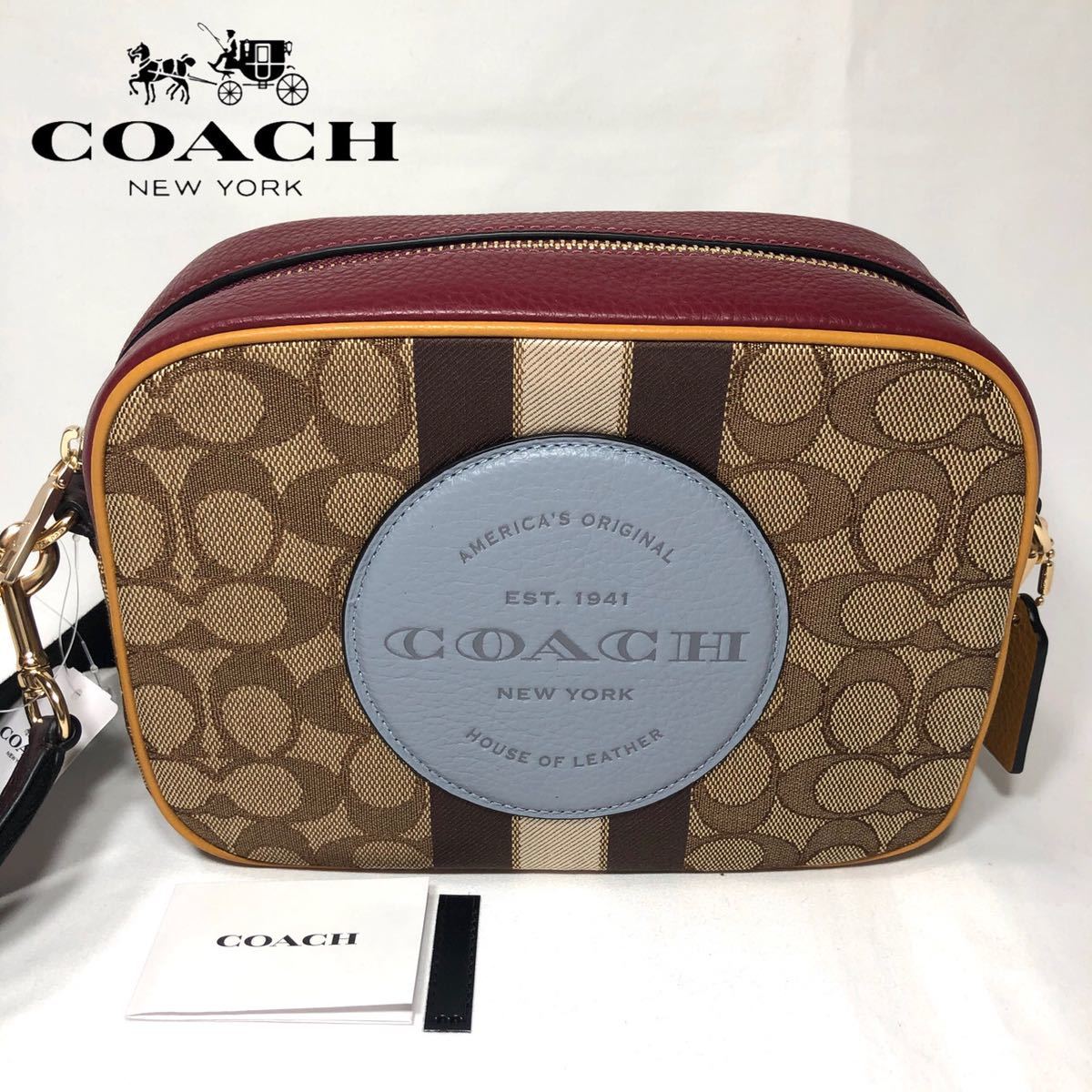 【新品】COACH コーチ クロスボディ ショルダーバッグ シグネチャー ジャカード ストライプ アンド コーチ パッチ カーキ 1912