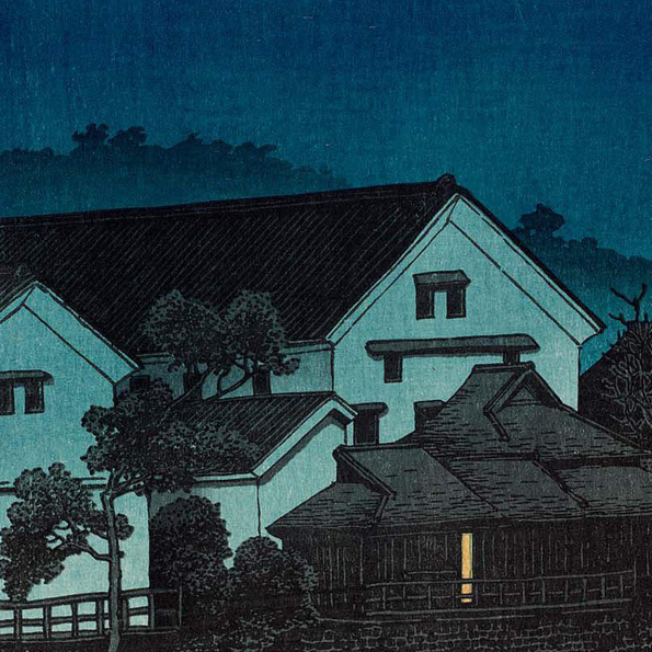 川瀬巴水　版画　熊本春日町 大正十一年　30.7 x 22.8 cm　原寸サイズ　複製 ◆新版画　小原古邨　吉田博 　土屋光逸　浮世絵_画像4