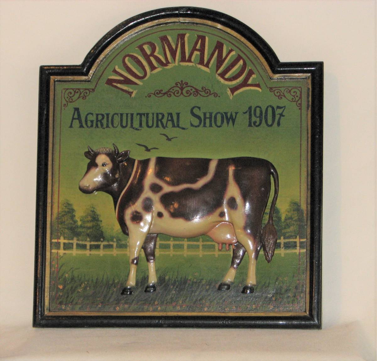 【希少】Country Corner社　アンティーク木製掛け看板 NORMANDY　agricultural show 1907