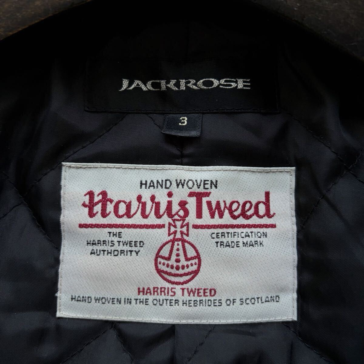 【幻のコラボ品 美品】JACKROSE×ハリスツイード ダブルライダースジャケット ヘリンボーン 袖レザー 切替 裏地中綿キルティング グレー L_画像7