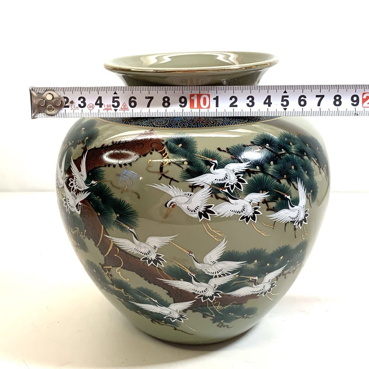  Kutani . гора произведение журавль / сосна ваза ваза для цветов цветок входить . золотая краска Kutani . гора 