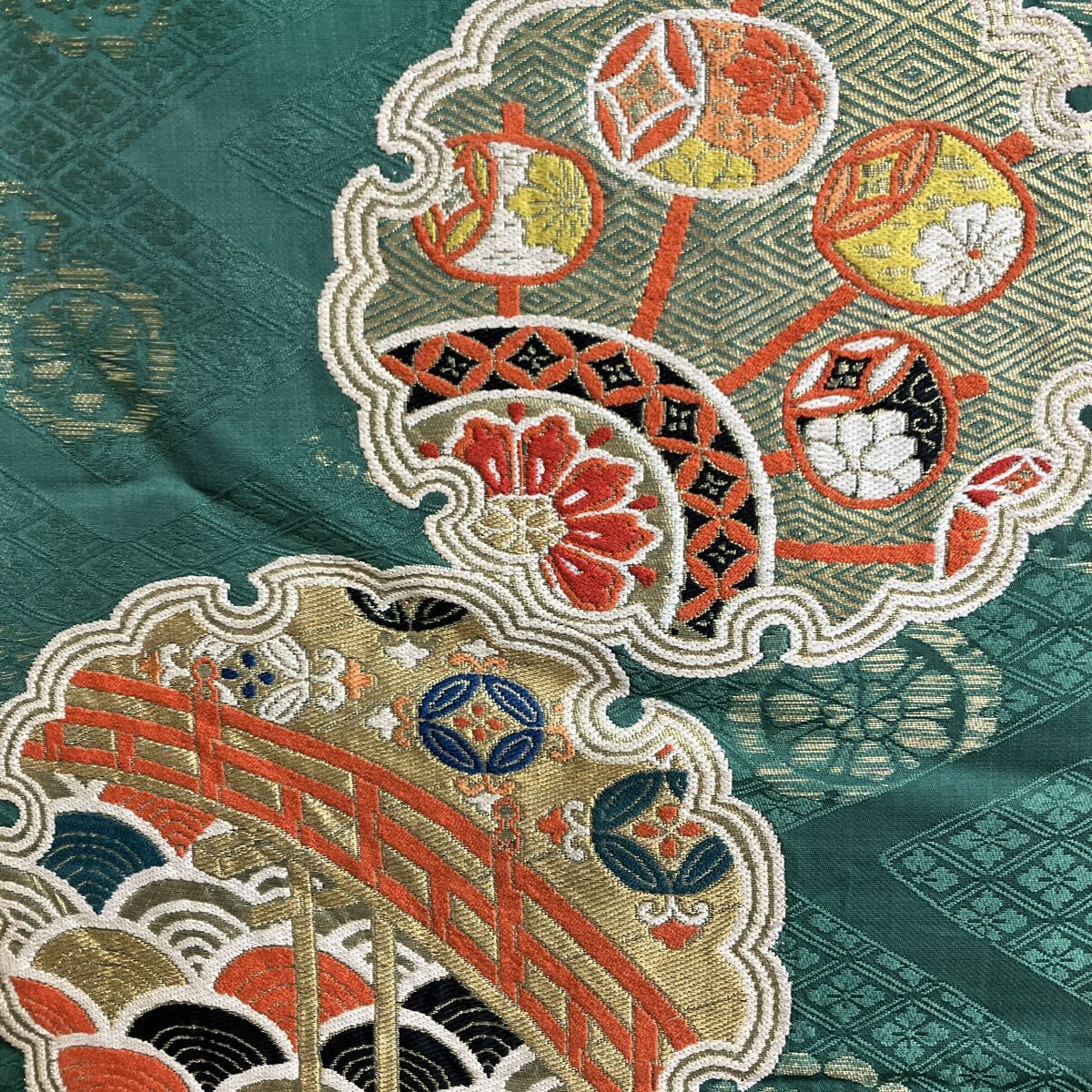 一右衛門No2701 アンティーク アンティーク帯 大正ロマン 昭和レトロ 名古屋帯 刺繍 正絹着物 大量まとめ売り大処分_画像2