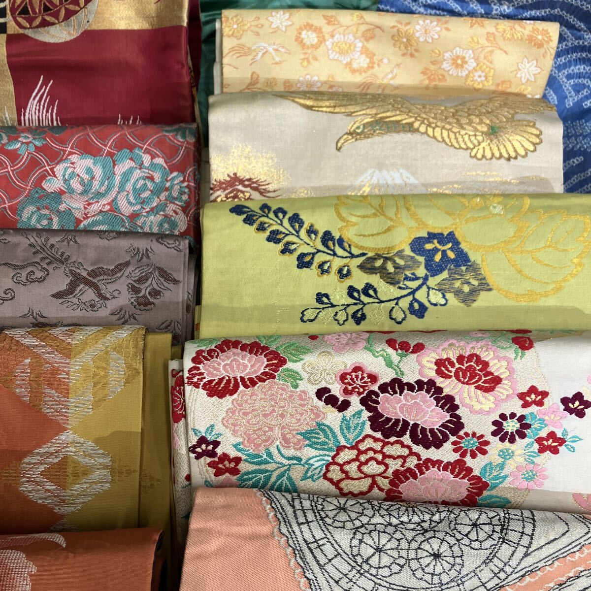 一右衛門No2701 アンティーク アンティーク帯 大正ロマン 昭和レトロ 名古屋帯 刺繍 正絹着物 大量まとめ売り大処分_画像7