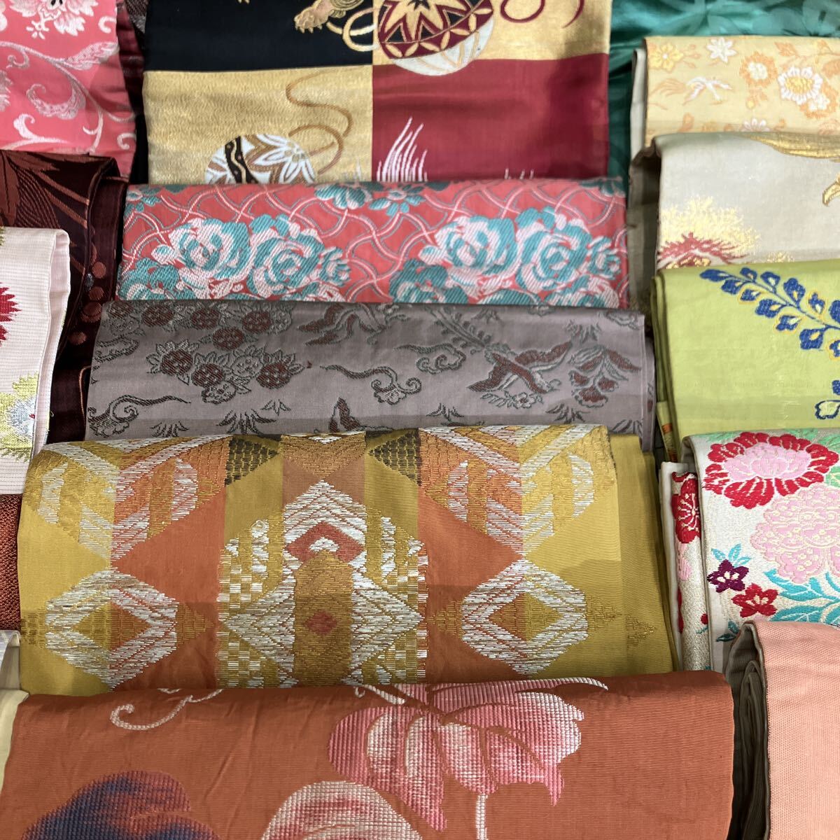 一右衛門No2701 アンティーク アンティーク帯 大正ロマン 昭和レトロ 名古屋帯 刺繍 正絹着物 大量まとめ売り大処分_画像8