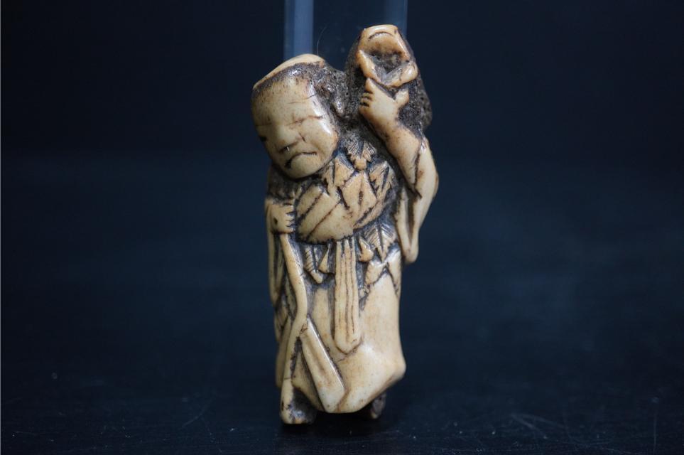 D5848-1 Edo времена netsuke олень угол ... кукла гравюра netsuke . предмет 