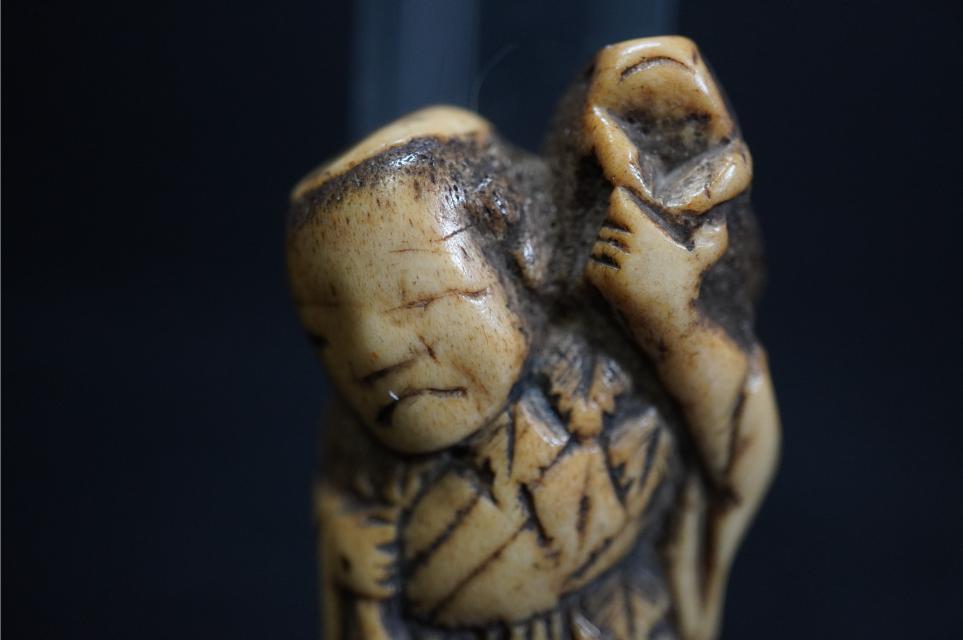 D5848-1 Edo времена netsuke олень угол ... кукла гравюра netsuke . предмет 