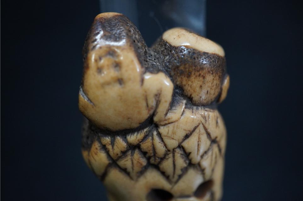 D5848-1 Edo времена netsuke олень угол ... кукла гравюра netsuke . предмет 