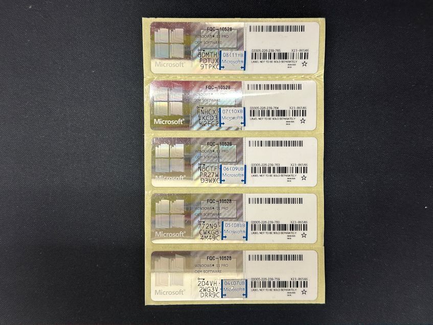 Windows11 Pro 　OEM プロダクトキー ライセンスキー コアシール・5枚セット・正規版・未使用品・シルバー_画像1