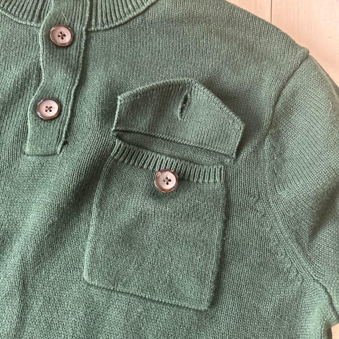 BANANA REPUBLIC ミリタリー ハーフジップ ニット　深緑　M_画像5