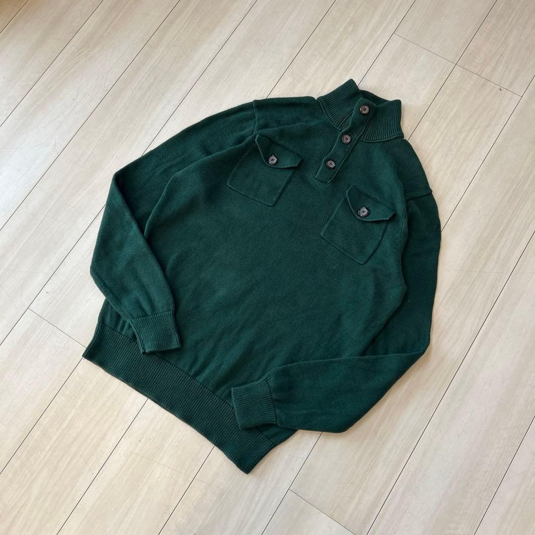BANANA REPUBLIC ミリタリー ハーフジップ ニット　深緑　M_画像6