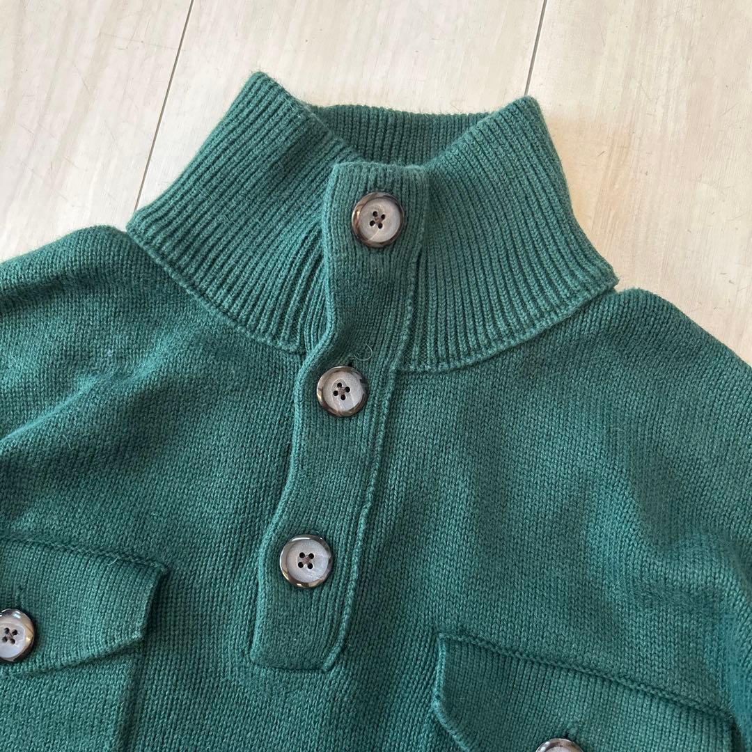 BANANA REPUBLIC ミリタリー ハーフジップ ニット　深緑　M_画像7