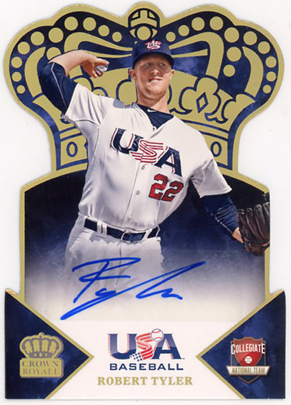 ROCKIES MINOR△ROBERT TYLER/2015 PANINI USA BASEBALL CROWN ROYALEダイカットサイン #10 GOLD SIGNATURES版!_画像1