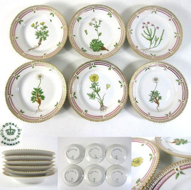 C803　未使用　ロイヤルコペンハーゲン　フローラダニカ　径：約１７ｃｍ　プレート　６枚セット　本物保証【説明欄に詳細写真有り】_画像1