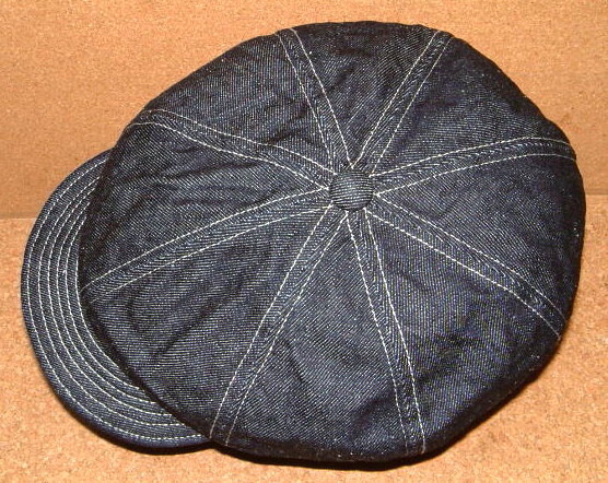 新品 CUSHMAN クッシュマン 1950's ビンテージ インディゴ デニム生地 キャスケット ワークキャップ (Lサイズ/約60cm) ハンチング 帽子 青_画像4