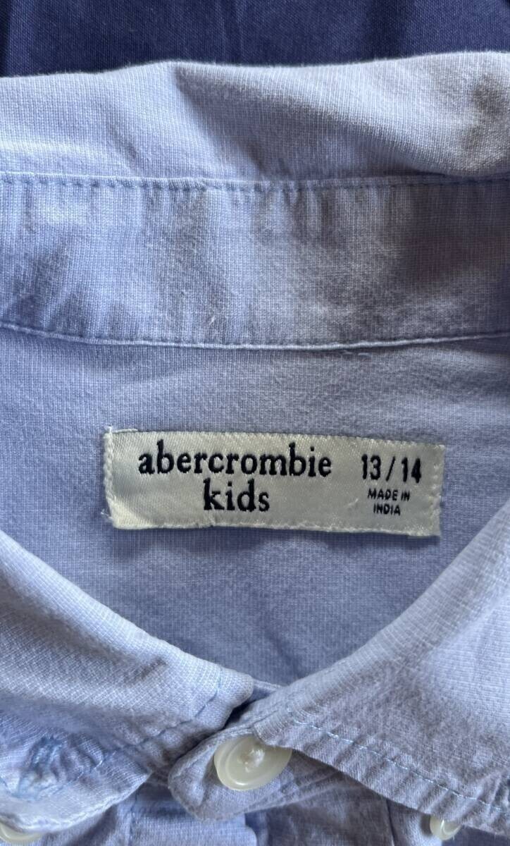 Abercrombie kids 長袖 シャツ チェック サイズ13/14 約150~160cm シャツ ブルー 定番_画像3