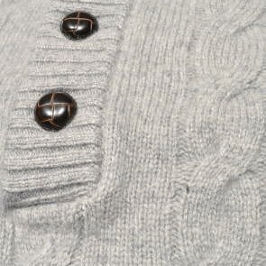 【グレー L】マクレガー セーター メンズ 111634801 ハミルトンラムウール 前身頃にケーブル織柄 ハーフボタンセーター ニット McGREGOR_画像2