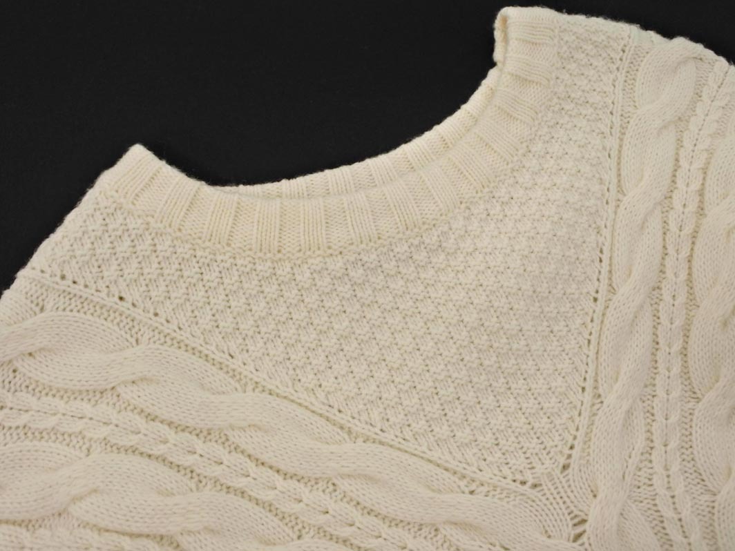 SHIPS シップス ウール混 ケーブル編み ニット セーター アイボリー ◇■ ☆ fla3 レディース_画像2
