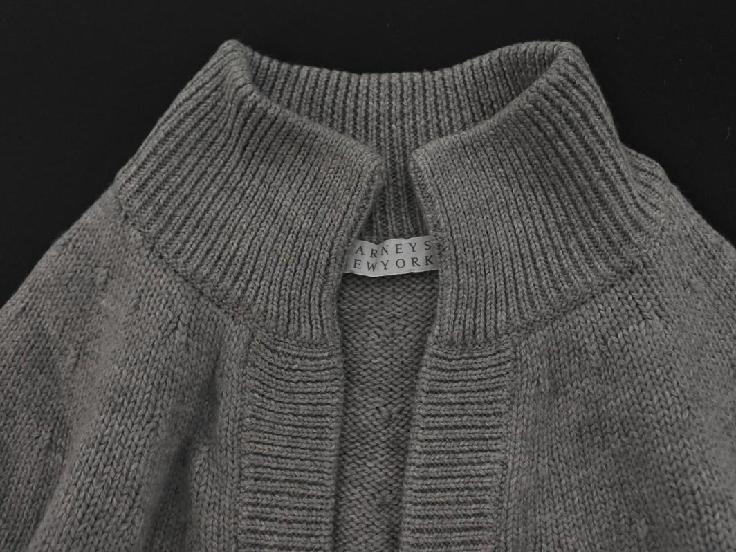 BARNEYS NEW YORK バーニーズ ニューヨーク ウール100% ベルスリーブ ショート丈 カーディガン size38/グレー ◇■ ☆ fla8 レディース_画像2