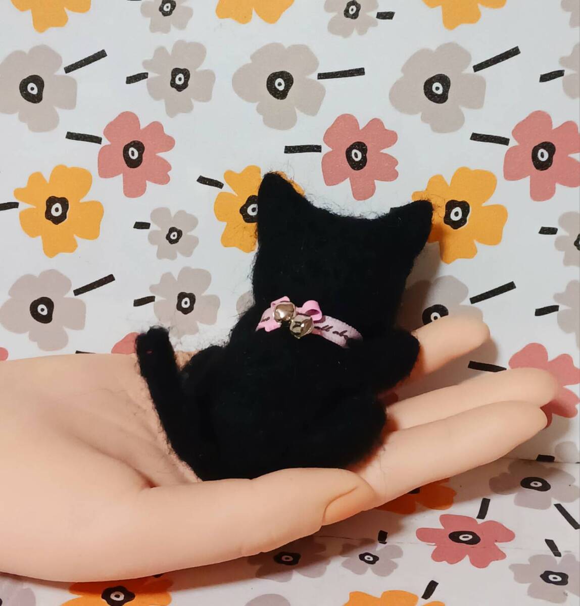 黒猫 羊毛フェルト　小さな猫ちゃんまったりーずーと子のままで居たいなぁ_画像2