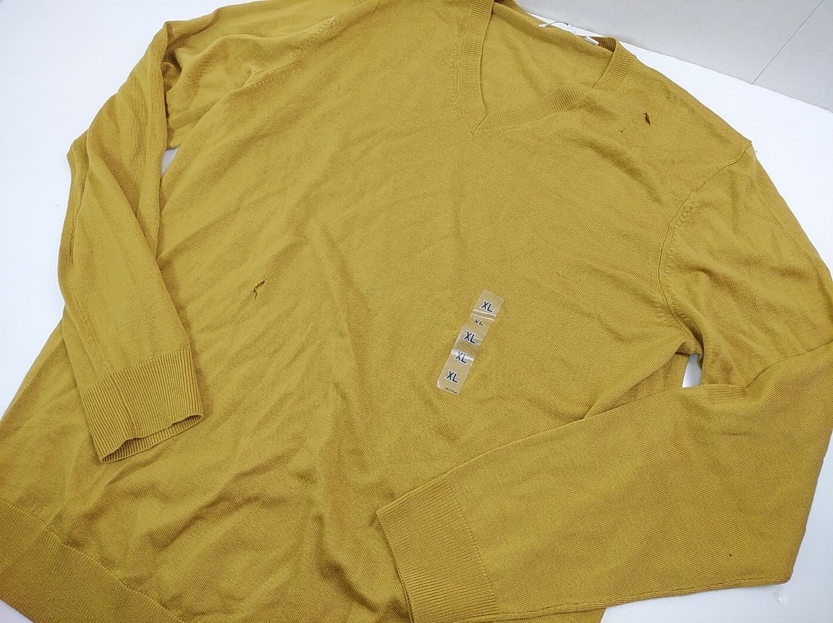  дефект иметь * не использовался хранение товар *UNIQLO* Uniqlo * extra штраф melino шерсть V шея свитер * горчица XL размер 