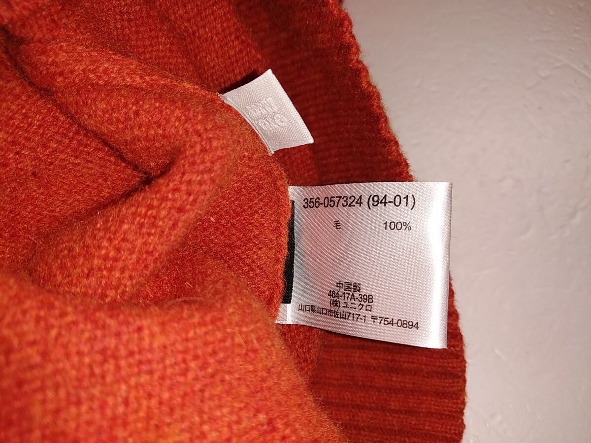  "надеты" частота . маленький обычный б/у одежда степень хранение товар *UNIQLO* Uniqlo *V шея свитер * orange L размер 