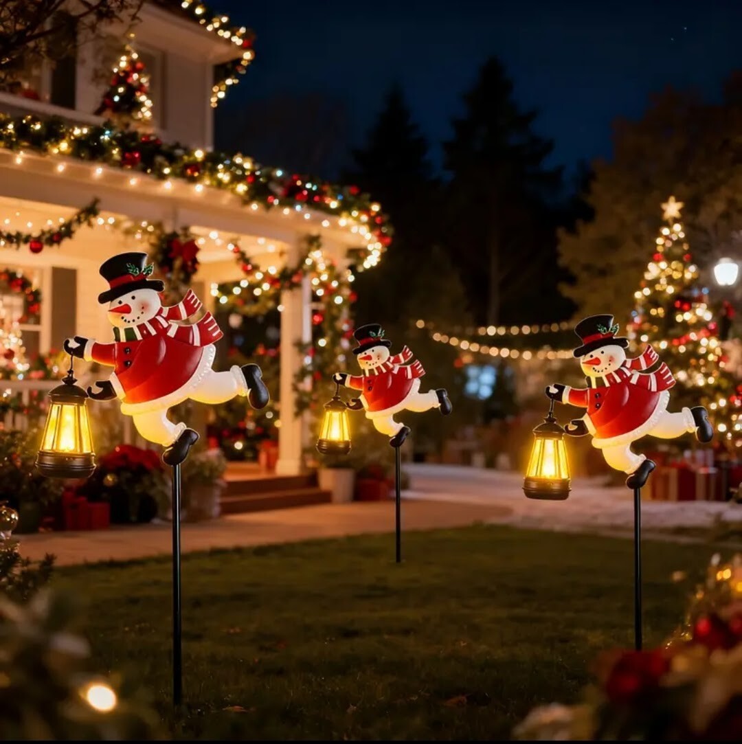 新品　ソーラーライト　スノーマン　クリスマス　雪だるま　ガーデンライト　防水　クリスマスデコレーション　イルミネーション　装飾_画像4