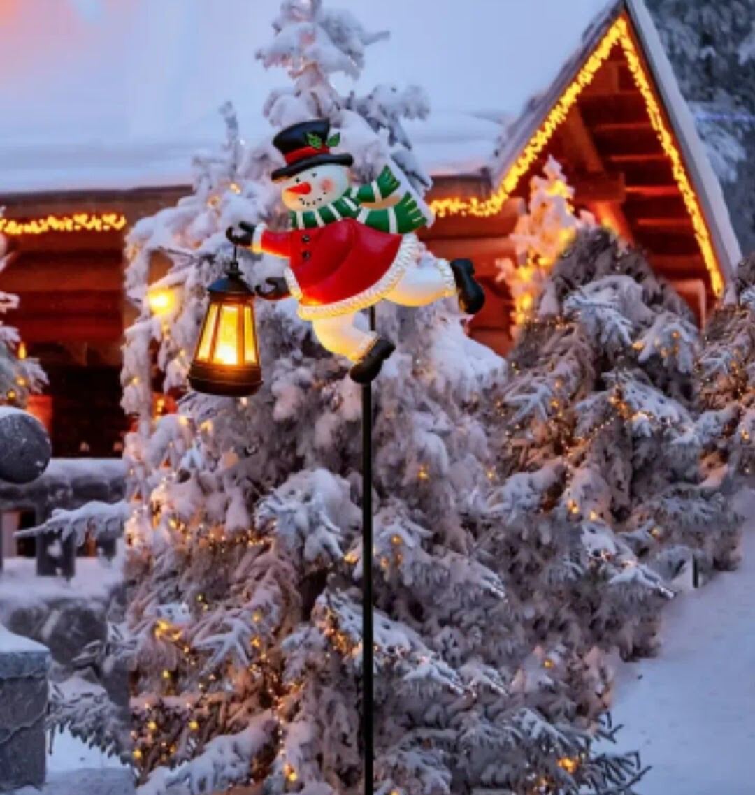 新品　ソーラーライト　スノーマン　クリスマス　雪だるま　ガーデンライト　防水　クリスマスデコレーション　イルミネーション　装飾_画像8