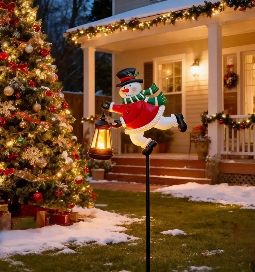 新品　ソーラーライト　スノーマン　クリスマス　雪だるま　ガーデンライト　防水　クリスマスデコレーション　イルミネーション　装飾_画像3