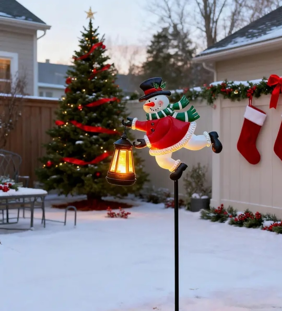 新品　ソーラーライト　スノーマン　クリスマス　雪だるま　ガーデンライト　防水　クリスマスデコレーション　イルミネーション　装飾_画像7