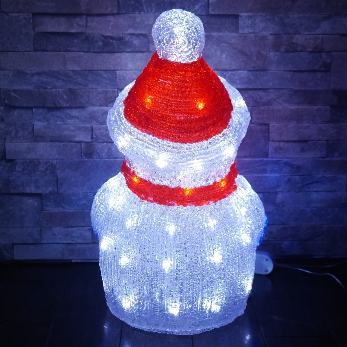 1円 可愛い雪だるま44cm クリスマス LEDイルミネーション モチーフライト LEDライト オブジェ 立体 3D ガーデニング 屋内TAC-32_画像4