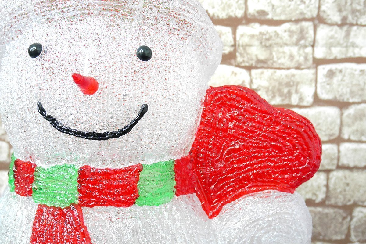 可愛い雪だるま スノーマン モチーフライト80cm クリスマス LEDイルミネーション クリスタル ガーデニング 屋外屋内 防水 電飾 電装 TAC-36_画像7
